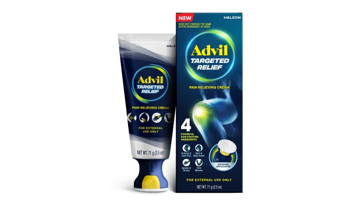 Advil Targeted Relief packaging with massage applicator