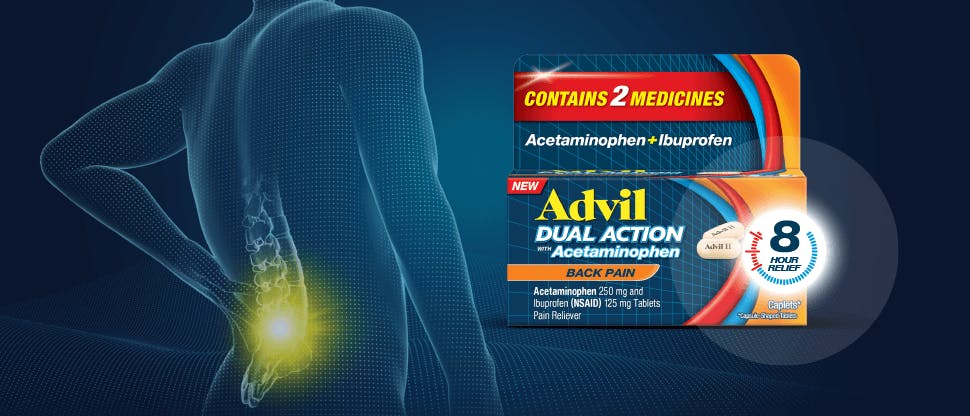 NEW Advil Dual Action Back Pain packaging