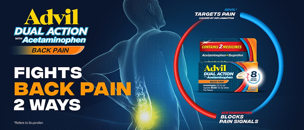 Advil Dual Action Back Pain packaging