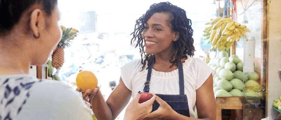 Woman working in a grocery store 