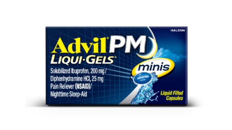 Pack shot of Advil PM Liqui-Gels Minis