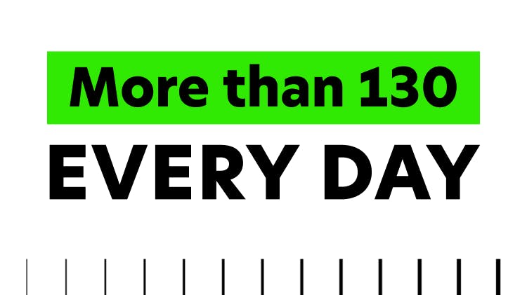 Illustration showing 128 every day statistic