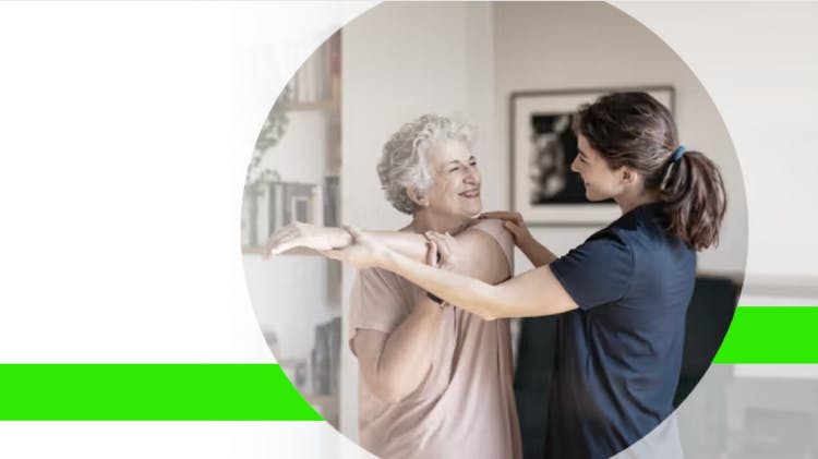 Image of a doctor helping a patient stretch