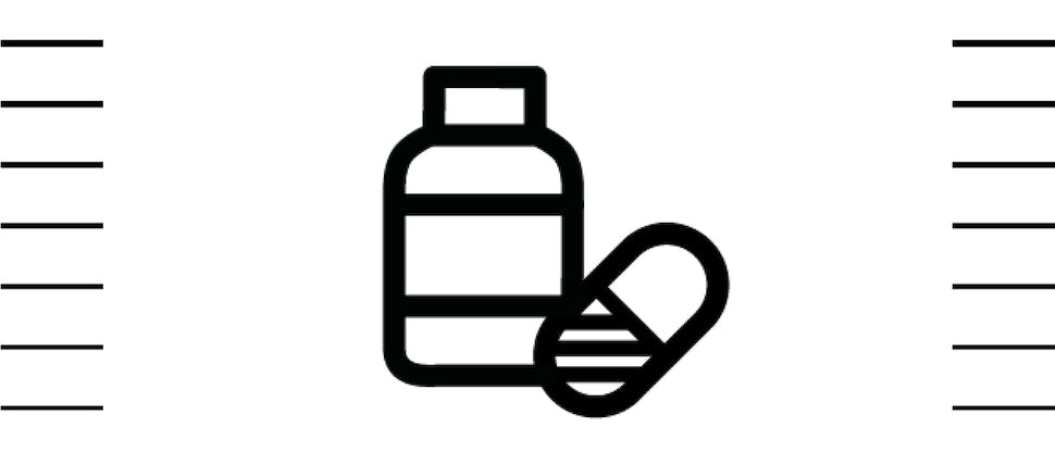 Icon of pill bottle and pill