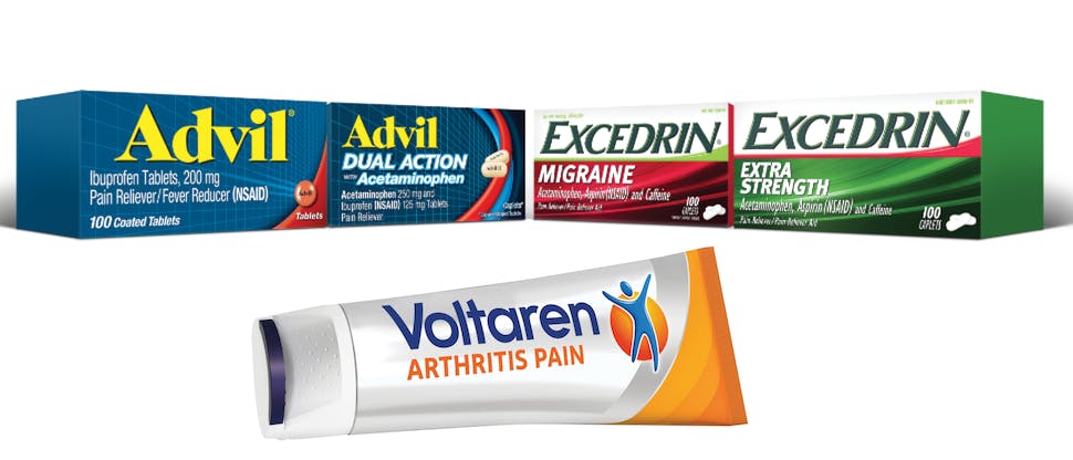 Photo of the family of Haleon pain-relief products