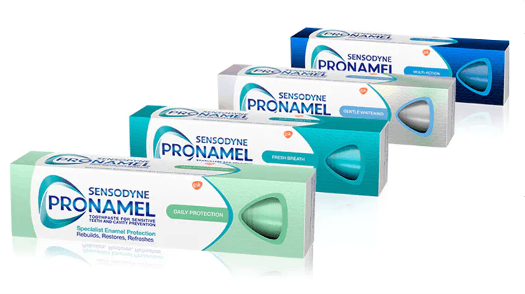 Pronamel toothpaste product range packaging