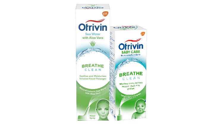 Otrivin Sea Water with Aloe Vera and Otrivin Baby Care Moisturizing Nasal Sprays