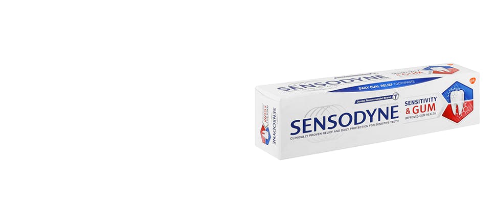 For patients with dentine hypersensitivity and gum problems, Sensodyne Sensitivity & Gum is a specialist dual relief toothpaste clinically proven to relieve sensitivity and improve gum health1–3