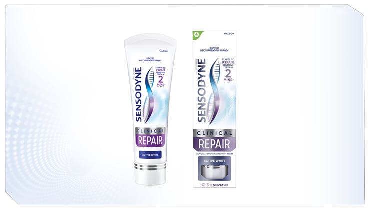 Sensodyne Clinical Repair Active White Toothpaste pack shot