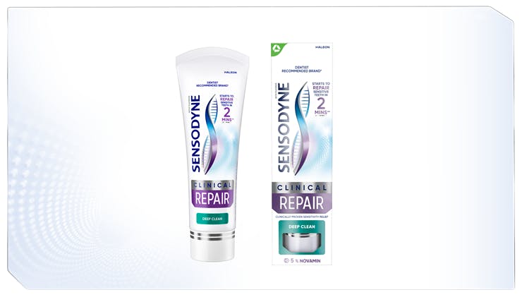 Sensodyne Clinical Repair Deep Clean Toothpaste pack shot
