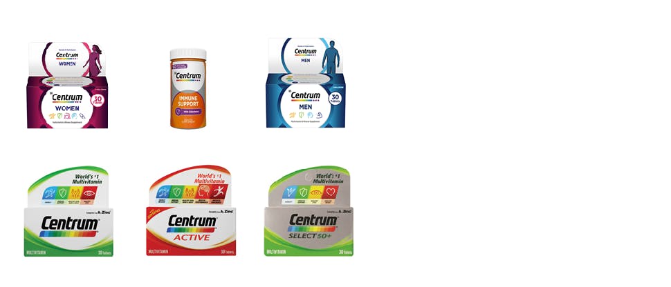 Centrum multivitamins for wellness range