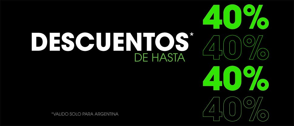Imagen con texto ‘Descuentos de hasta 40%’
