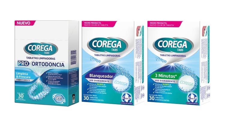 Corega limpiadores para prótesis dentales o aparatos removibles packshot
