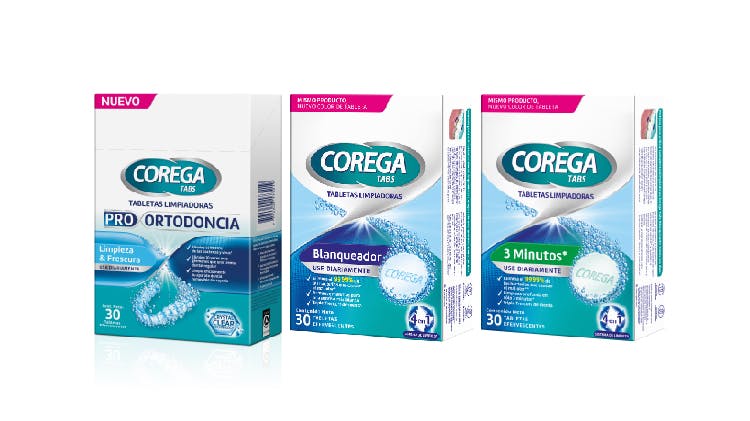 Corega limpiadores para prótesis dentales o aparatos removibles packshot