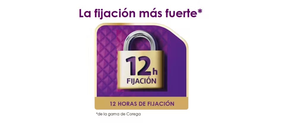 Mantiene la prótesis dental en su lugar hasta por 12 horas
