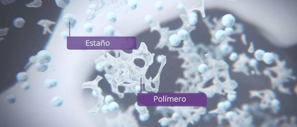 Iones de estaño y polímero facilitador