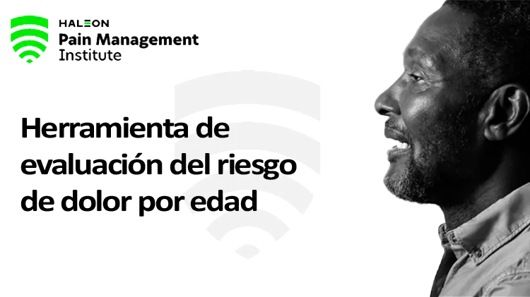 Imagen del logotipo del Instituto de Manejo del Dolor Haleon y el perfil lateral de un hombre de mediana edad 