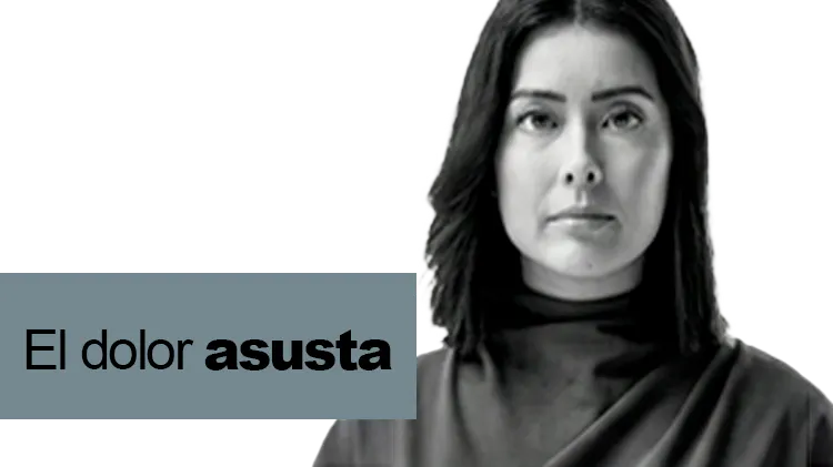 Imagen de una joven con expresión preocupada. Texto: El dolor da miedo 