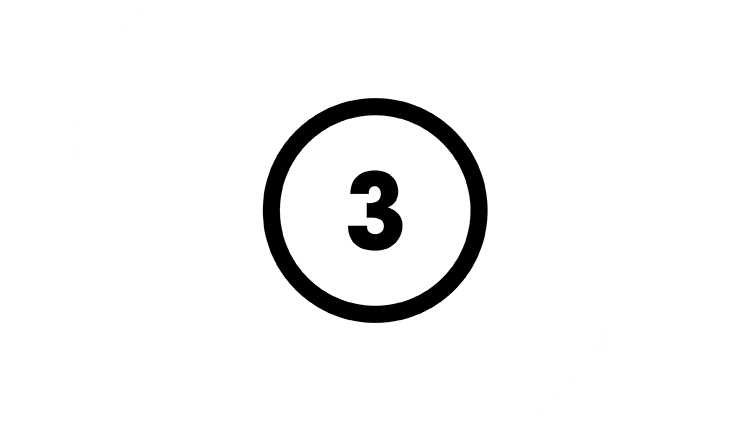 Imagen gráfica del número 3 dentro de un anillo negro, sobre un fondo verde lima 