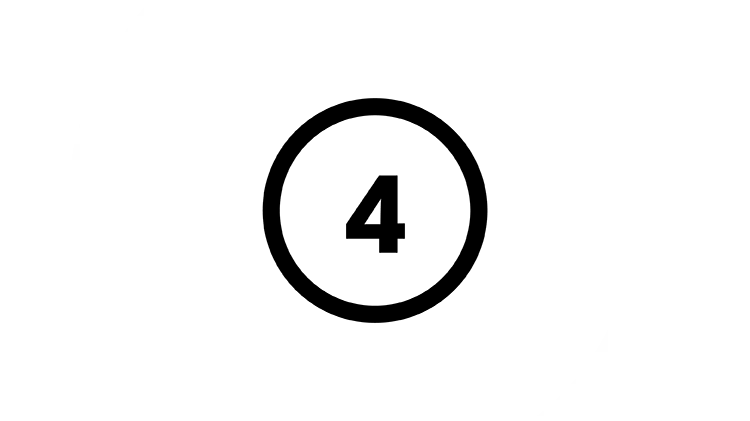 Imagen gráfica del número 4 dentro de un anillo negro, sobre un fondo verde lima 