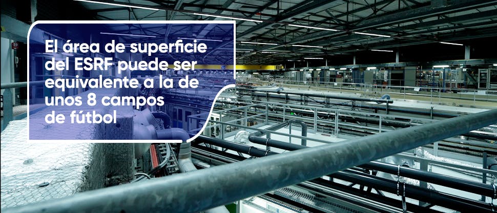 El área de superficie del ESRF puede ser equivalente a la de unos 8 campos de fútbol