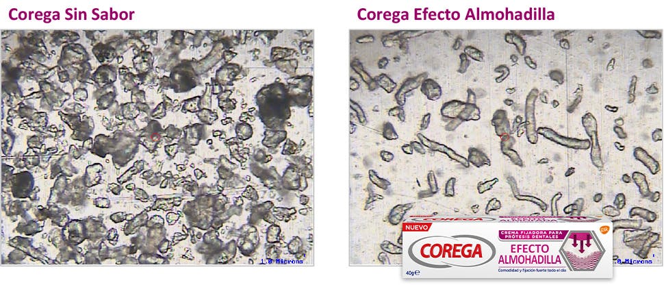Corega Efecto Almohadilla: Partículas más pequeñas y suaves para una mejor sensación en la boca