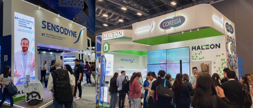 Dos stands de Haleon (Sensodyne y Corega)