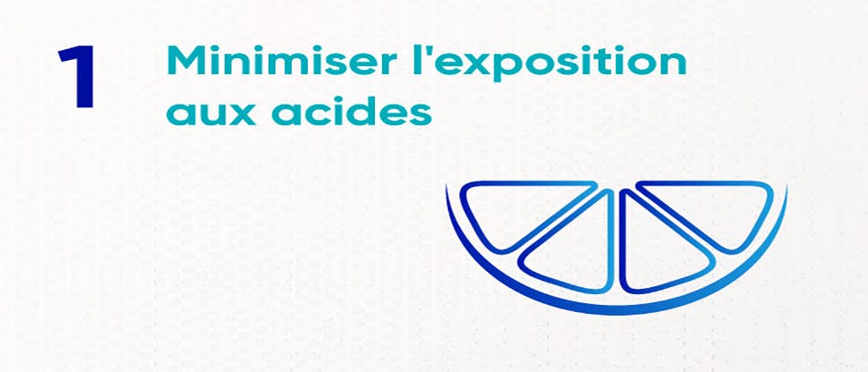 Numéro 1 avec minimiser l'exposition aux acides alimentaires dans le texte une icône de partie orange