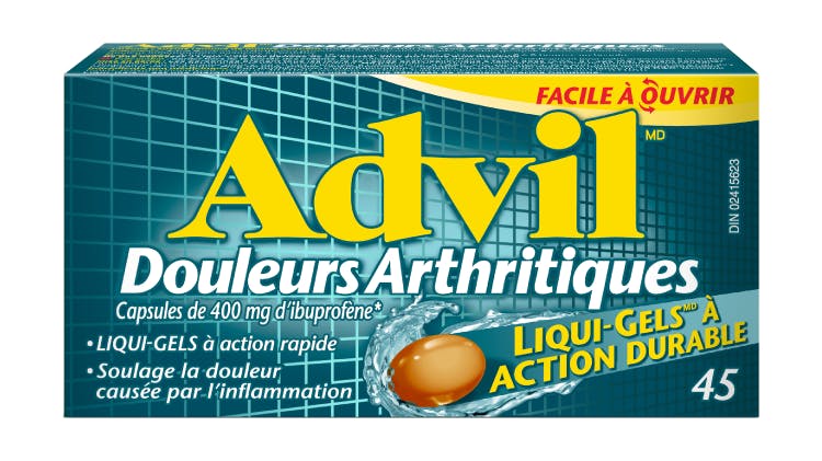 Douleurs arthritiques Capsules d’ibuprofène à 400 mg