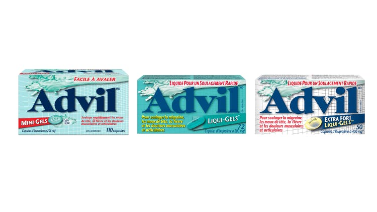 Advil Liqui-Gels, Advil Extra Fort Liqui-Gels et Advil Mini-Gels