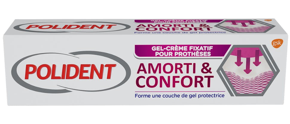 Amorti et COnfort_970*416px Polident Amorti & Confort Gel-crème fixatif
