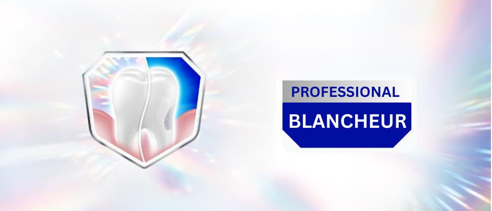 bannière dentifrice Sensodyne Professional Blancheur avec graphique de la dent
