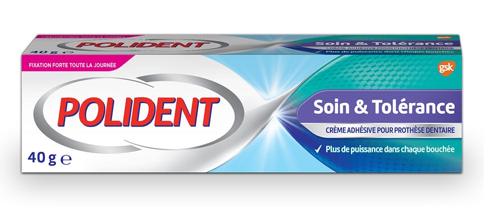 Packshot de Polident Fixative Soin & Tolérance