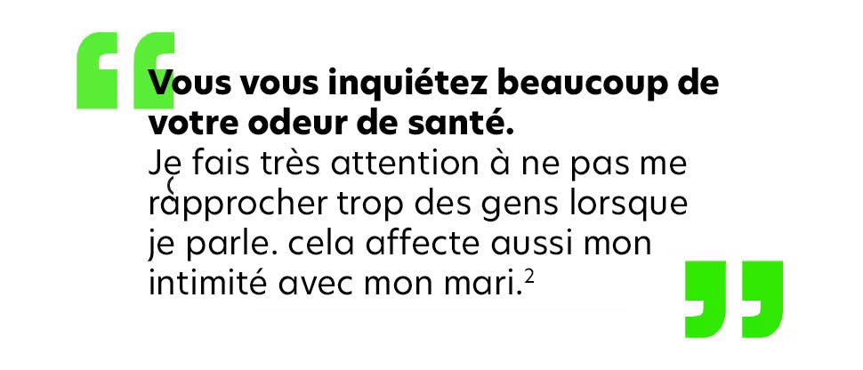 Citation décrivant les inquiétudes liées à la mauvaise haleine avec les prothèses dentaires