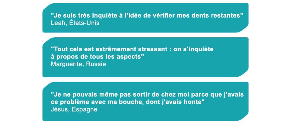 Bulles de déclaration du patient sur la perte de dents