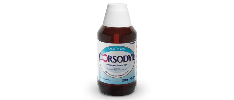 Corsodyl szájöblögető oldat 0,2% w/v csomagolás