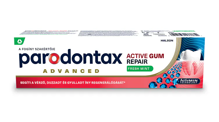 a parodontax Active Gum Repair fogkrém dobozát ábrázoló kép
