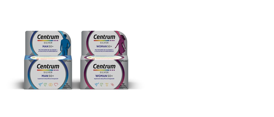 Centrum Silver Man 50+ multivitamin filmtabletta és Centrum Silver Woman 50+ multivitamin filmtabletta