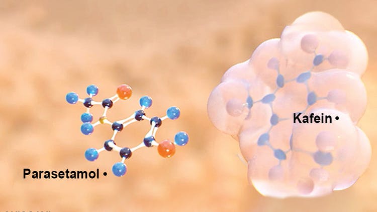 Struktur molekul parasetamol + kafein