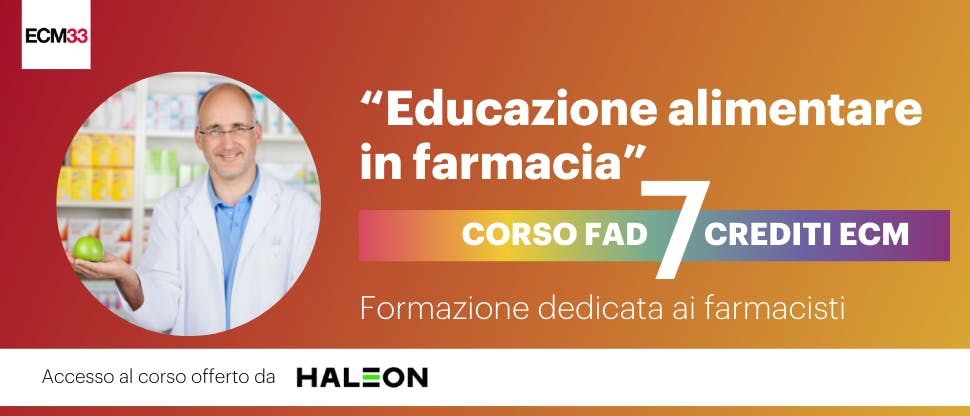 Corso FAD da 7 crediti ECM dal titolo “Educazione alimentare in farmacia”