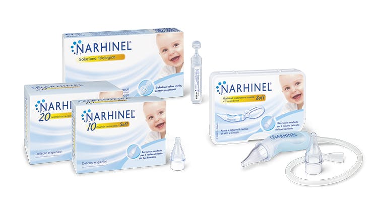 Narhinel aspiratore nasale soft e Narhinel soluzione fisiologica e Narhinel Ricambi usa e getta soft