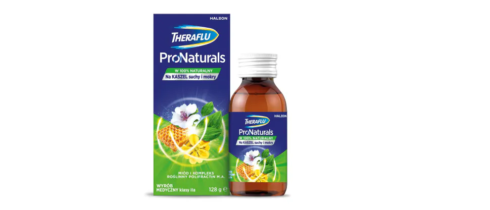 Zdjęcie opakowania syropu na kaszel Theraflu ProNaturals