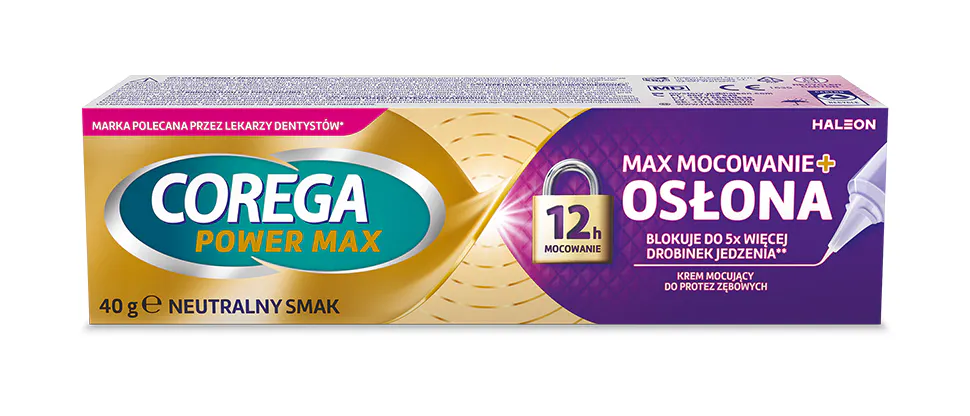 Opakowanie kremu do protez Corega Max Mocowanie + Osłona