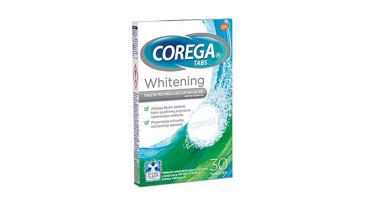 Zdjęcie opakowania Tabletki czyszczące Corega Whitening