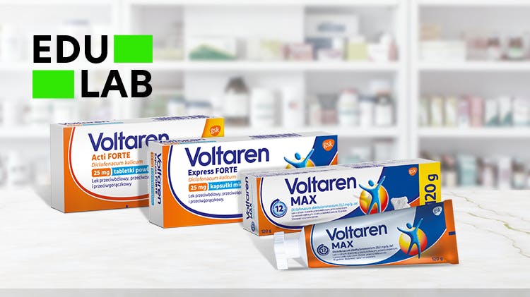 Produkty przeciwbólowe Voltaren na ladzie w aptece