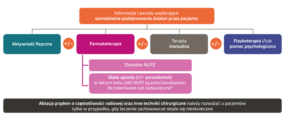 Graficzne podsumowanie ścieżki leczenia w bólu pleców