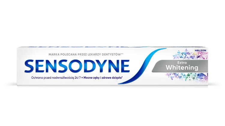 Zdjęcie opakowania pasty Sensodyne Extra Whitening