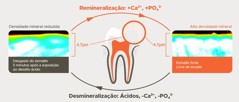 Processo de desmineralização e remineralização 5 minutos após a exposição ao desafio ácido