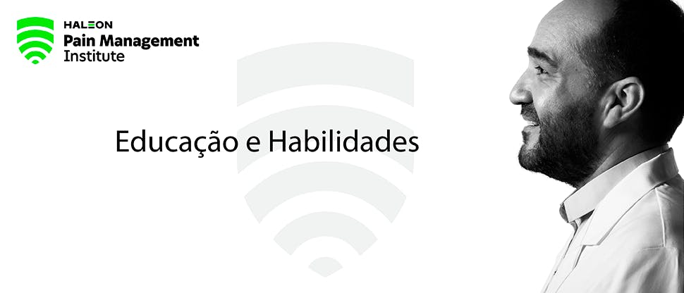 Logotipo do Haleon Pain Management Institute e perfil lateral de uma jovem usando lenço na cabeça