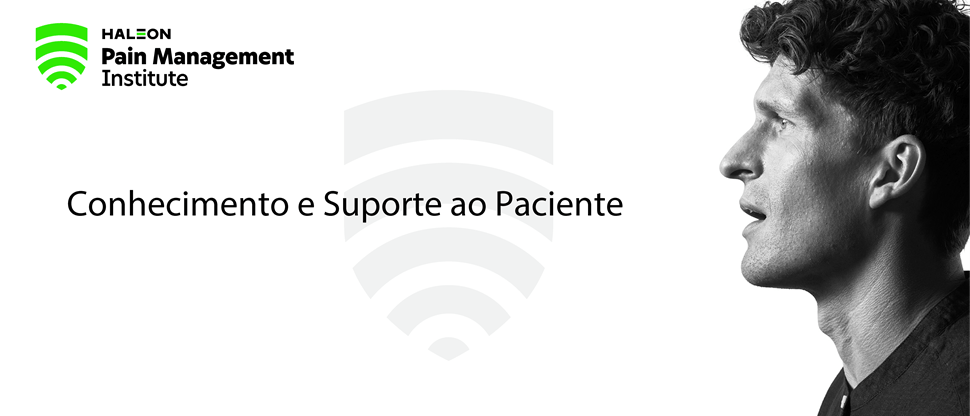 Imagem do logotipo do Haleon Pain Management Institute (HPMI) e perfil lateral de um jovem